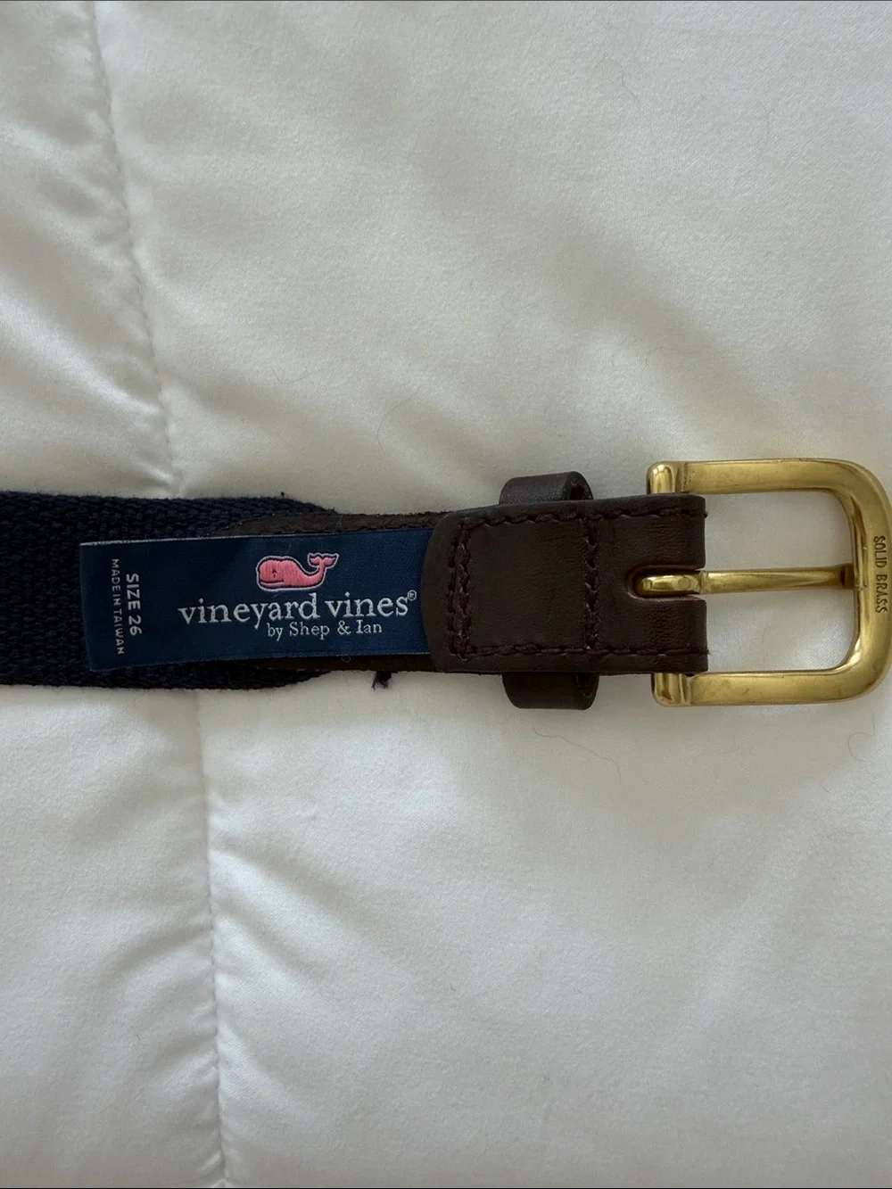 Vineyard Vines Navy Blue Kids Belt with American Flag Embroidery